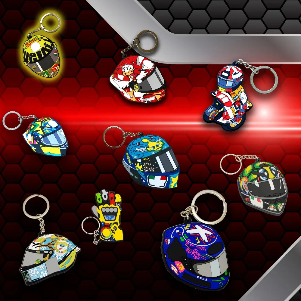 Recrist Motorcycle Helmet Model Keychain Keyring Keyfob Rubber Key Ring