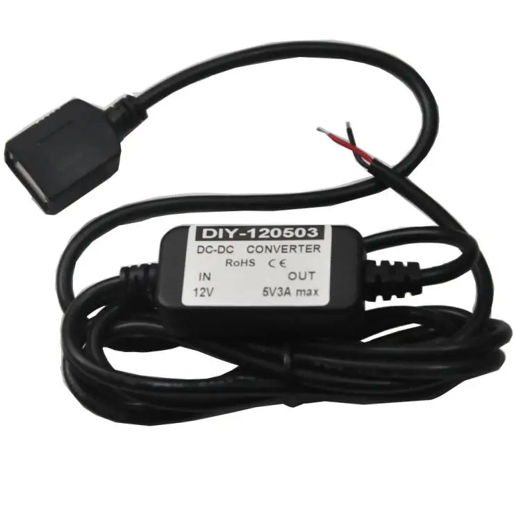 

Converter DC-DC Buck Converter 12V(8V-22V) Step Down 5V 3A Module Car Power 1M Power Cable USB Output Adapter