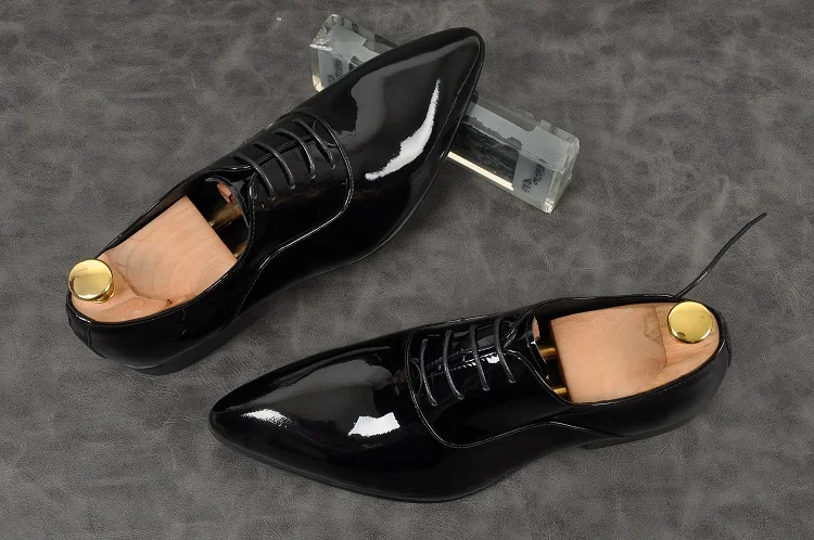 Para Genuino Pie En Pic De Size38 Zapatos Lace up Oficina Hombres Cuero 44 1 Brillante As Del Vestido Moda Hombre Clásico Dedo Punta Plana Oxford Formales OqCSdw