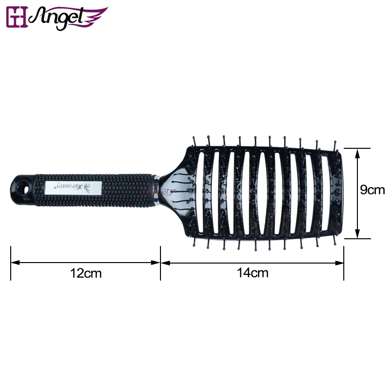 Angels Антистатическая щетка для волос, инструмент для укладки волос, парикмахерская расческа, греющее изогнутое вентиляционное отверстие, расческа против запутывания