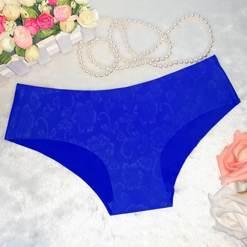 

Women Seamless Briefs Fashion Everyday Underwear Ice Silk Panties Hipster Flowers Print Lingerie Girls Cotton Briefs