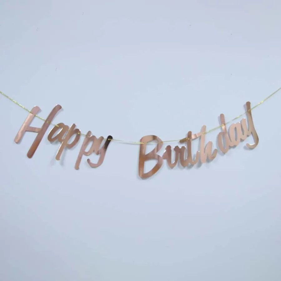 6pcs Set Rose Gold Happy Birthday Banner Decoration Anniversaire First Birthday Candy Bar Boy Party Decor Anniversaire Fille Banners Streamers Confetti Aliexpress