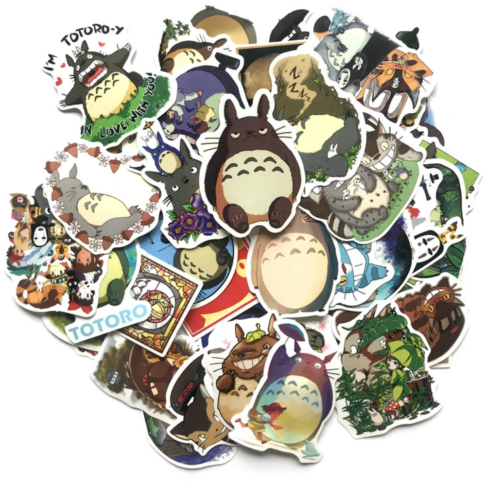 

Aliauto 50pcs/pack Not Repeat Cartoon Cute Totoro Graffiti Car Sticker Waterproof Random Suitcase Motorcycle Guitar Fridge Decal