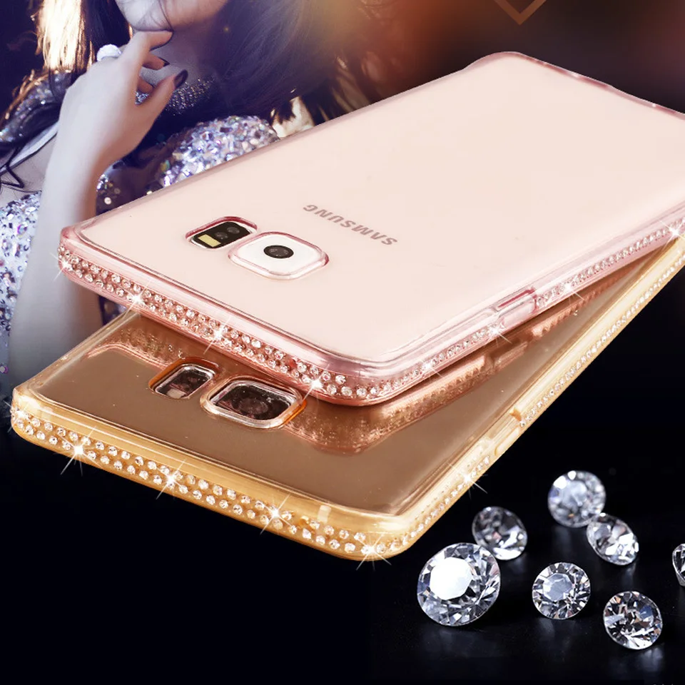 

Diamond Rubber Bling Case For Samgung S8 Plus S7 Edge S6 S9 Note 9 A3 A5 A7 2016 2017 J3 J5 J7 Pro A6 2018 Glitter Silicon Cover