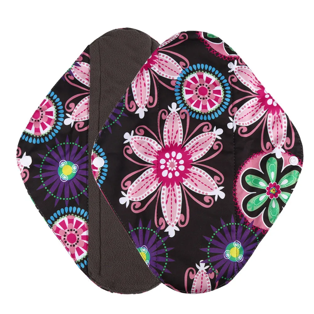 

HOT 1PC Reusable Bamboo Cloth Washable Menstrual Pad Mama Sanitary Towel Pad Black M 25 * 7cm