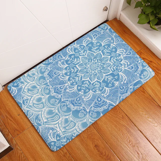 Мандала цветочный печатных пола carpet коврик 40x60 cm non-slip коврик для кухни ванной фланель дома вход добро пожаловать ковер декор