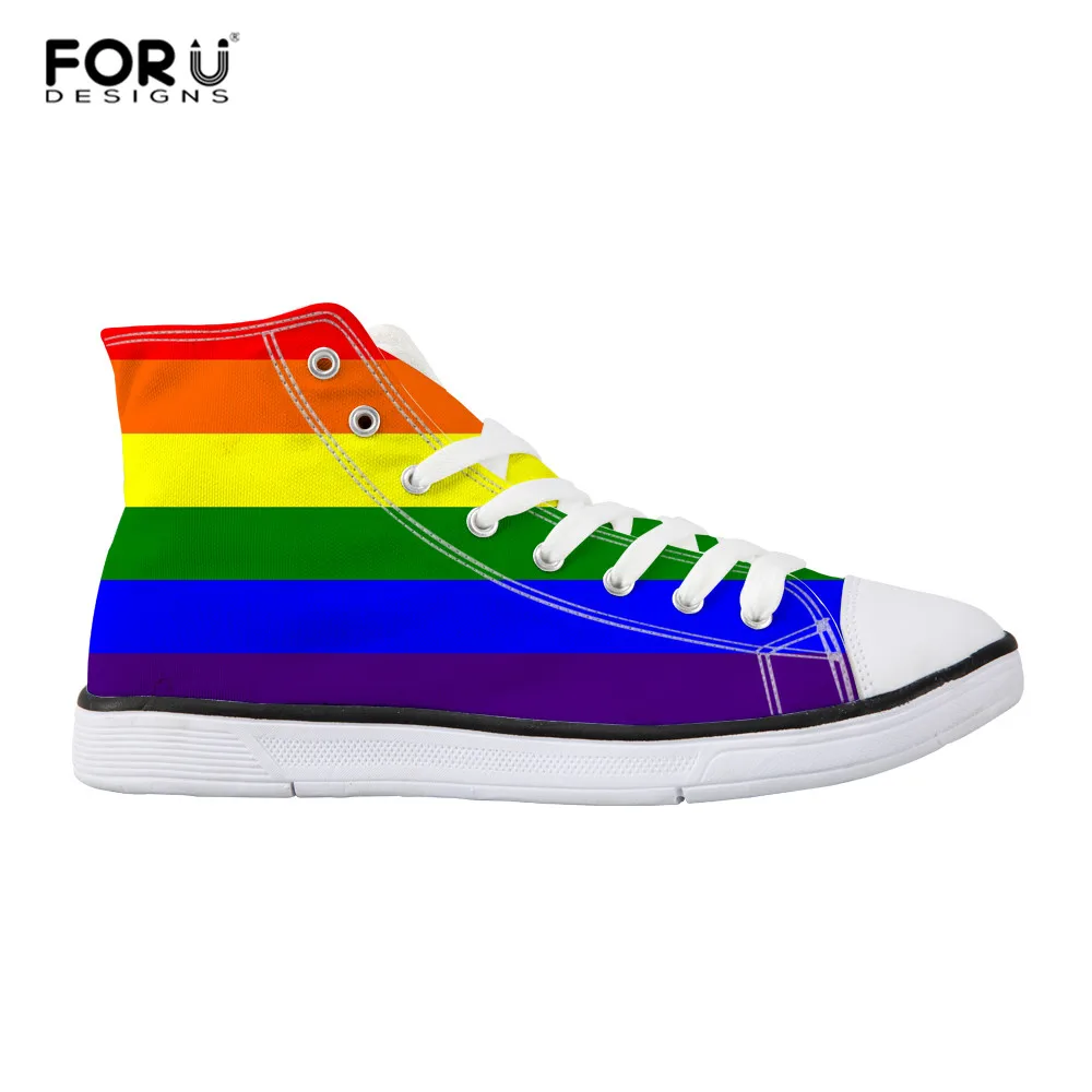 

FORUDESIGNS Fashion Rainbow Women Walking Canvas Shoes Female Footwear Casual Shoes Female Daily High Top Canvas Shoes Custom