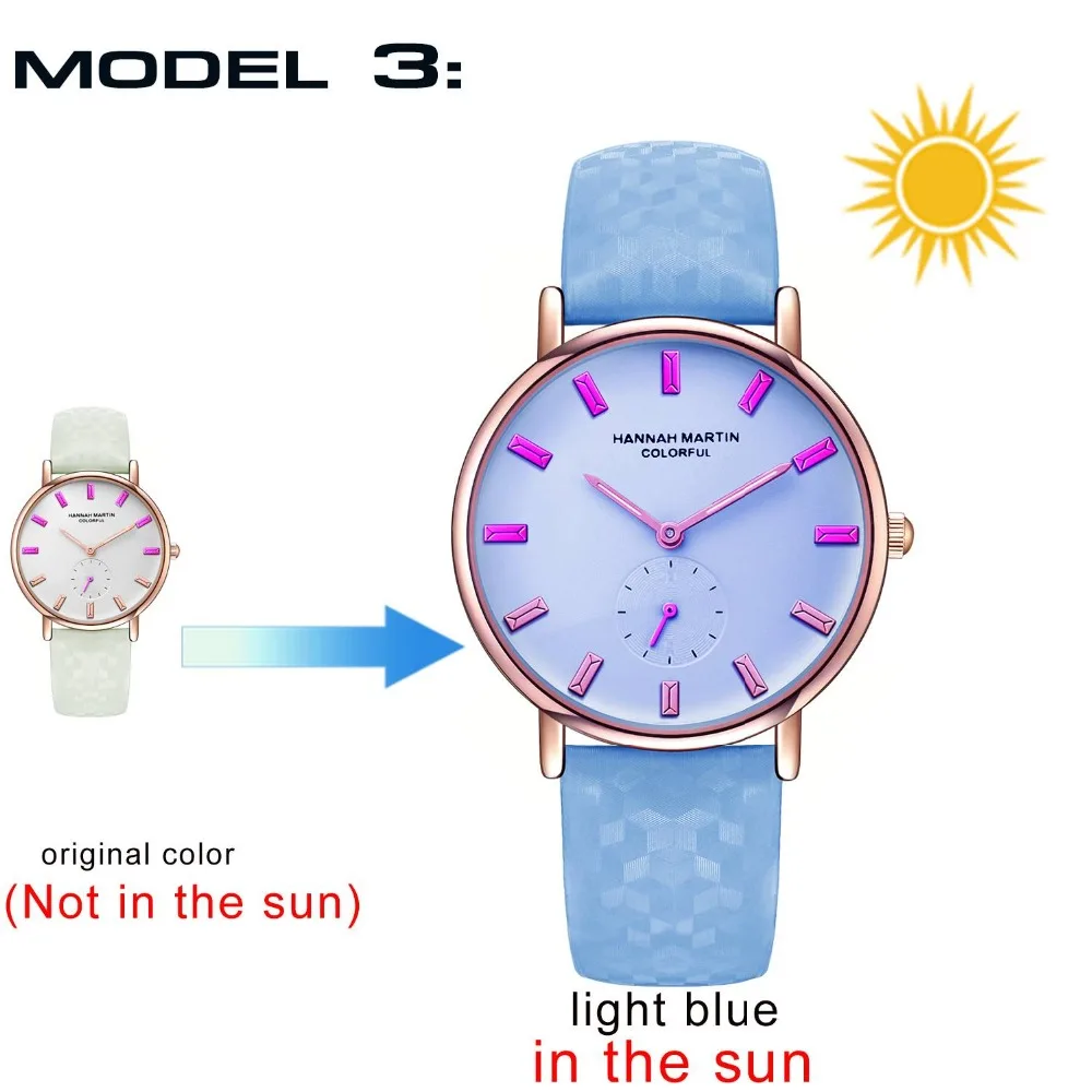 

Fashion Hannah Martin Quartz Watch Women's Rainbow Design Leather Strap Analog Alloy Quartz Watches Watches Women's Gifts