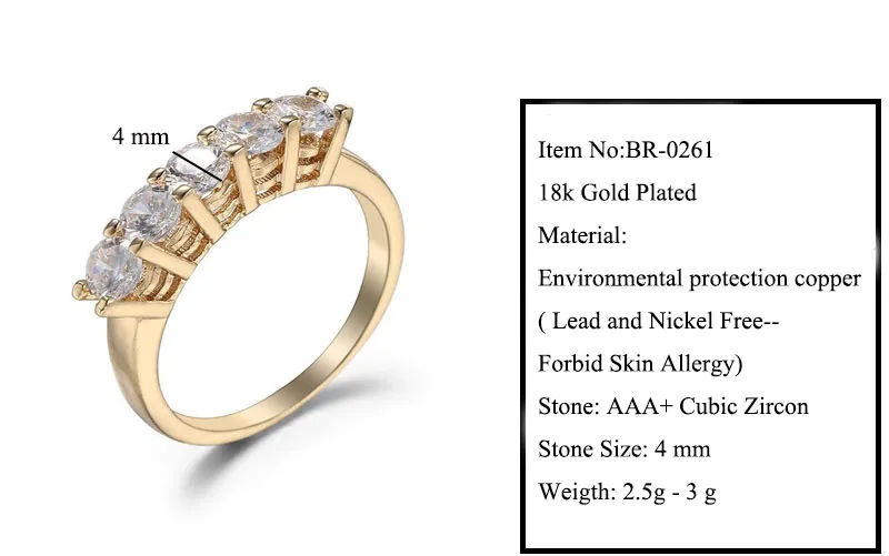 MxGxFam маленькие CZ кольца для женщин прекрасные ювелирные изделия 18 k желтое золото-цвет AAA+ кубический циркон