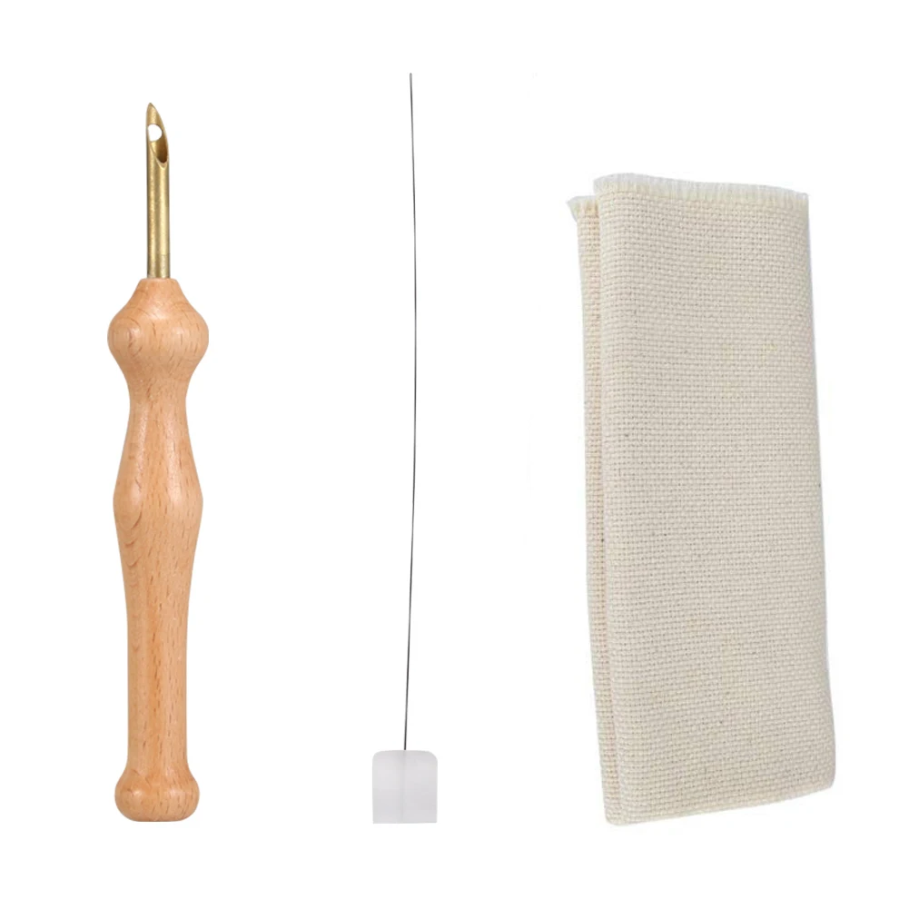 

Magic Embroidery Pen Punch Needle Felting Threader Cloth Set Wooden Handle Table Cloths Craft Tools DIY Sewing LXY9 MA18
