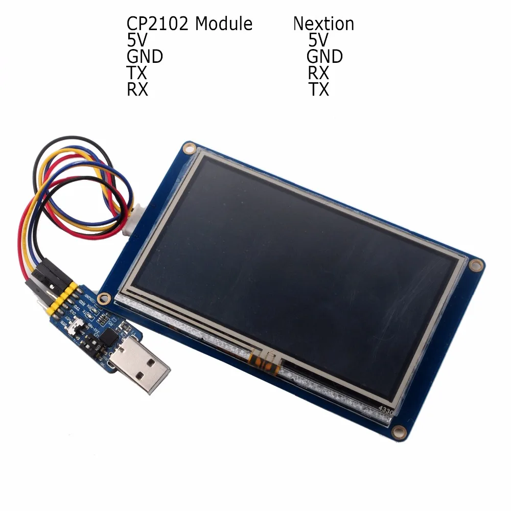 Nextion 4,3 ''HMI модуль ЖК-дисплея TFT сенсорная панель NX4827T043 с CP2102 Последовательный модуль USB для ttl для Arduino Raspberry Pi