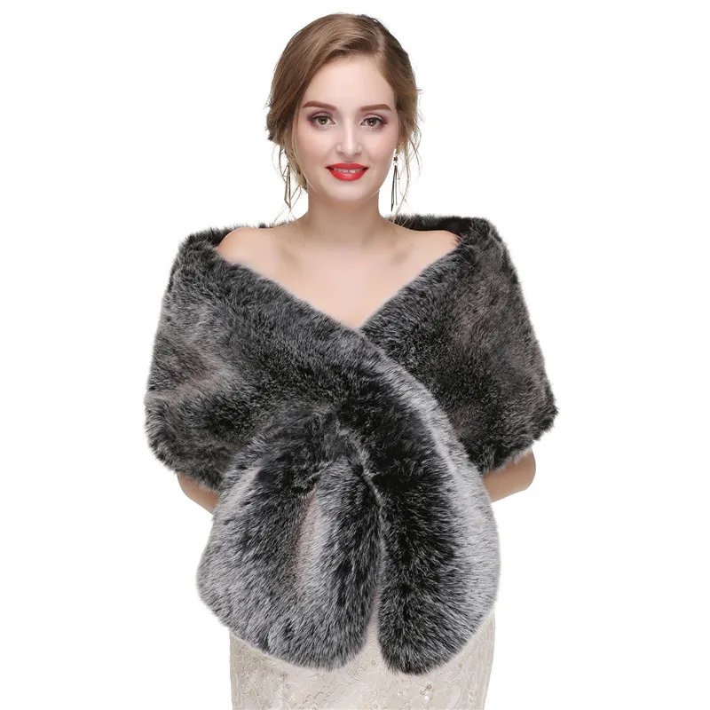 

H&S BRIDAL Women Bolero Cross Lacing Bridal Faux Fur For Wedding evening capes Prom Jacket Coat Winter Fur Shawl Wedding Boleros