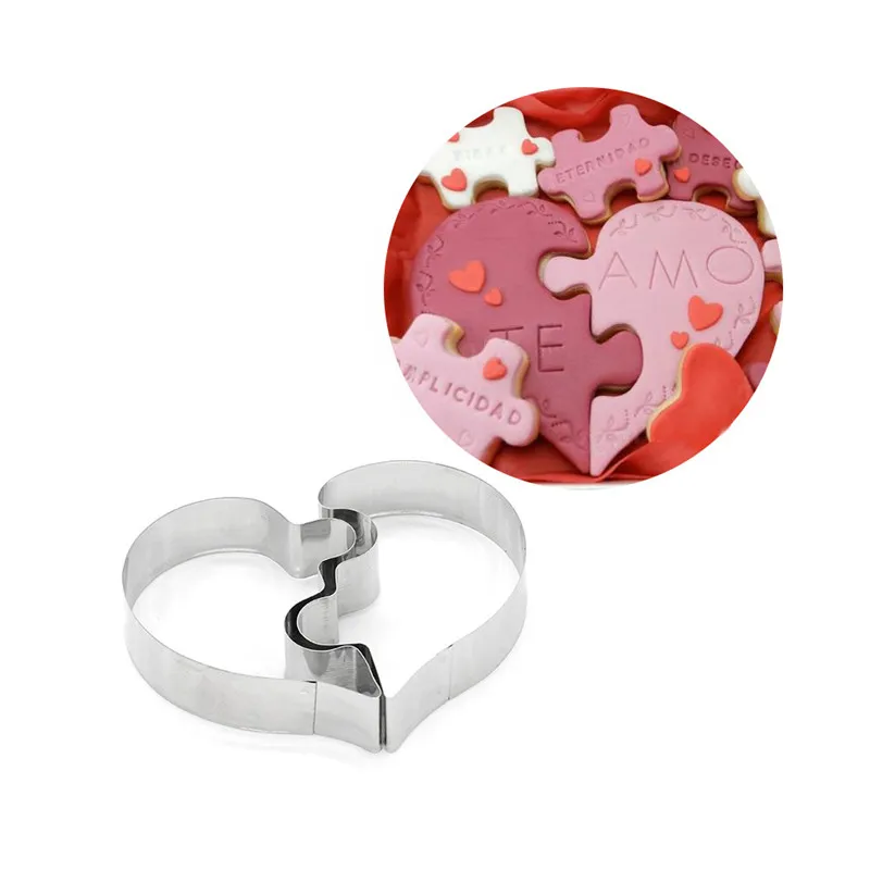 

Valentine's Day Baking Mold for Stainless Steel Baking Accessories Puzzle Heart Shape Mold Decor Baking Tools New 2019