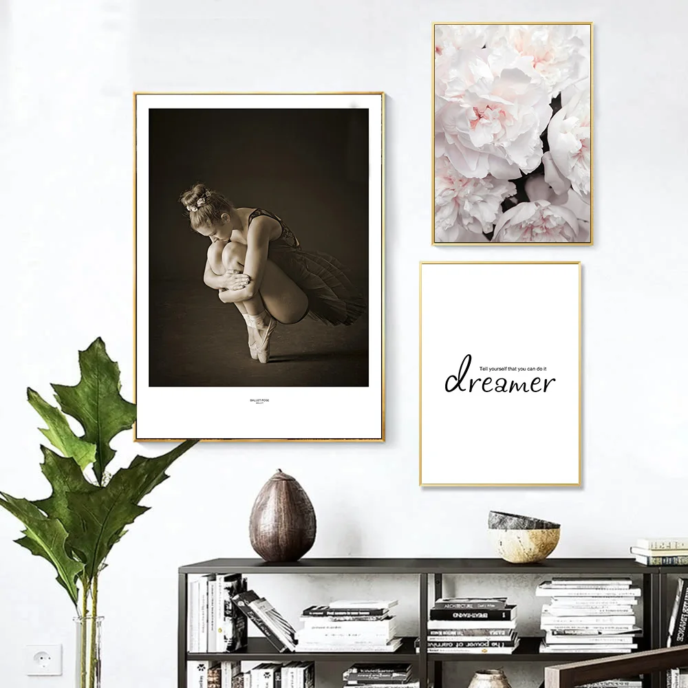 Modern Dance Poster Nordic Canvas Painting Flowers Poster Ballet Picture Wall Decoration Quotes Painting Canvas Print Unframed