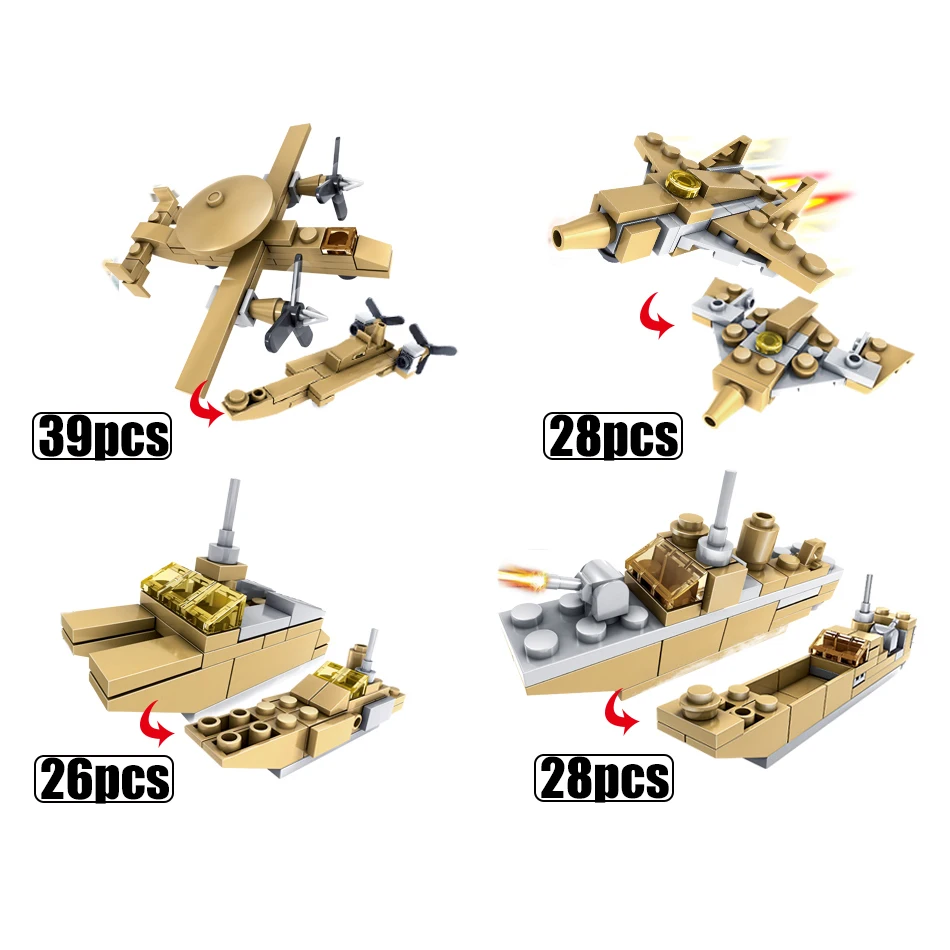 544Pcs 16 in 1 Army Tank Building Blocks Bricks Toy Military Vehicles Compatible Legoings Blocks Weapons Toys Gifts For Children