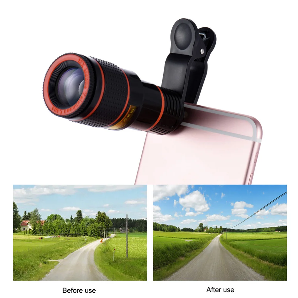 Universal 12X Zoom Mobile Phone Lens Clip on Telescope ...