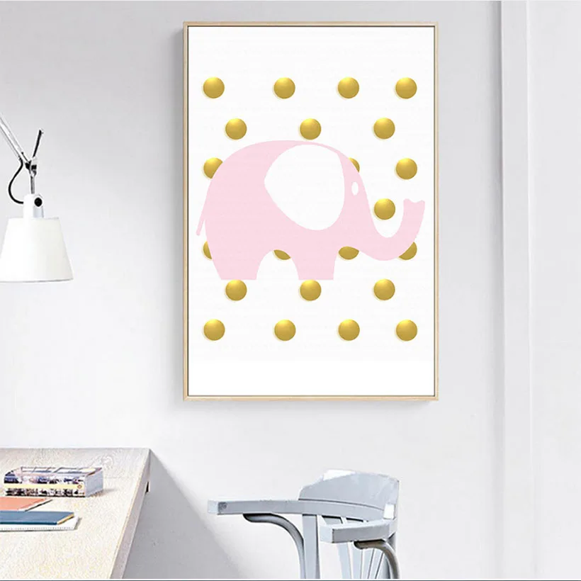 Elephant Family  Wall Art Posters Paintings Dream Big Little One Quotes Nordic Prints Dots Nursery Bedroom Decorative Picture