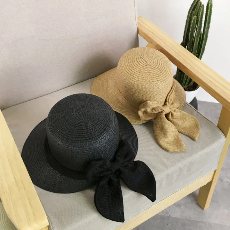 Summer Women Big Bow Wide Brim Straw Bucket Cap Ladies Floppy Beach Panama Hat Female Outdoor Casual Sun Caps CP0222 (3)