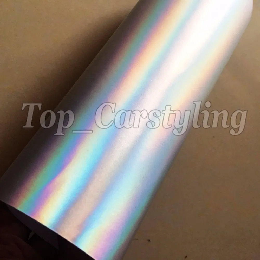 matte holographic silver flip flop car wrapping film with air free hologram (6)