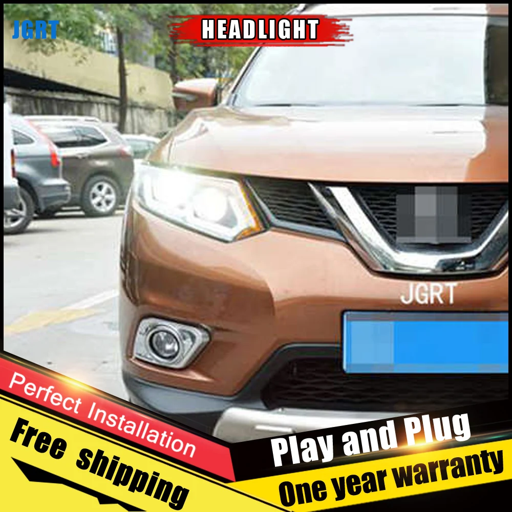 Автомобильный стиль светодиодный фары для Nissan X-Trail- для X-Trail Головной фонарь светодиодный DRL Объектив двойной луч H7 HID Xenon bi xenon объектив