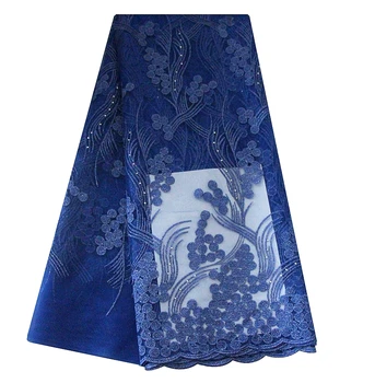

Retail Cheap Nigerian Wedding Party Dress Royal Blue African Lace Fabric 2019 High Quality Guipure Cord Mesh Lace White