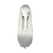 Mcoser 80 см 31,4" серебристо-белые синтетические длинные прямые вечерние женские волосы высокотемпературные волокна парики WIG-001D