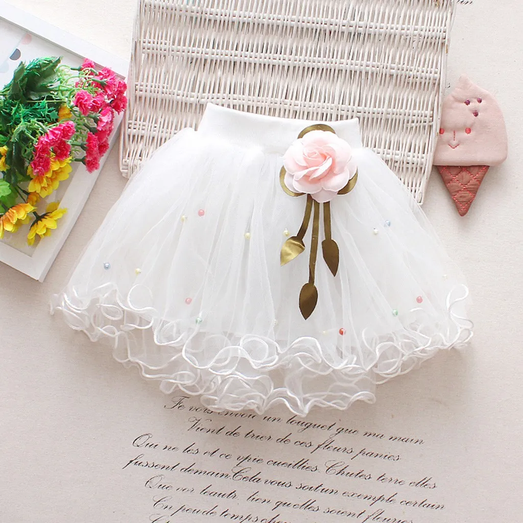 Детская одежда с юбкой для маленьких девочек юбка-пачка из марли с цветочным принтом для танцевальной вечеринки, костюм для девочек детская одежда для девочек - Цвет: Белый