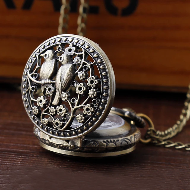 Vintage Hollow Orologio Da Tasca 1 Pz Piccolo Modello Di Fiore Di Uccello Quarzo Vintage Hollow Orologio Da Tasca 1 Pz Piccolo Modello Di Fiore Di Uccello Quarzo