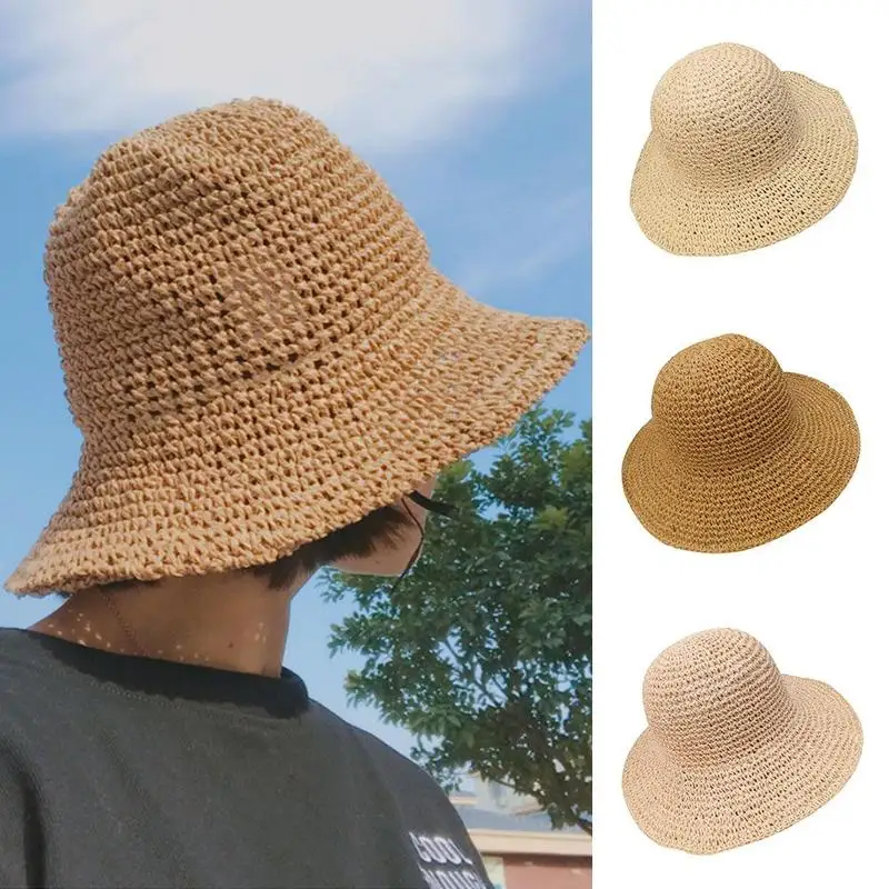 

Fashion Lady Straw Hat Women Summer Sun Visor Floppy Bucket Cap Female Woman Summer Hat Straw Beach