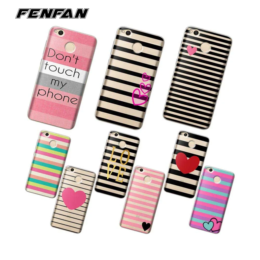 

Soft silicone TPU Case for Xiaomi Mi A1 case 5X 6 8 cute Stripe Love for Readmi Note 4X 4Pro 5A Redmi 4X case 5A 5 Plus 4 Pro