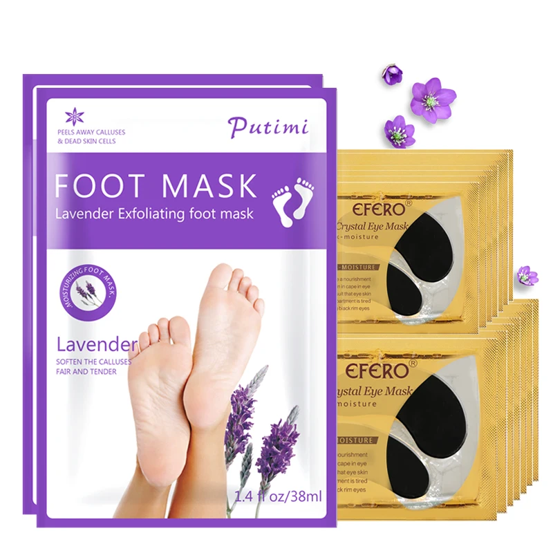 

Black Eye Patch Collagen Crystal Eye Mask Gel Pads Lavender Foot Mask Exfoliating Mask for Leg Foot Pedicure Socks Eye Skin Care