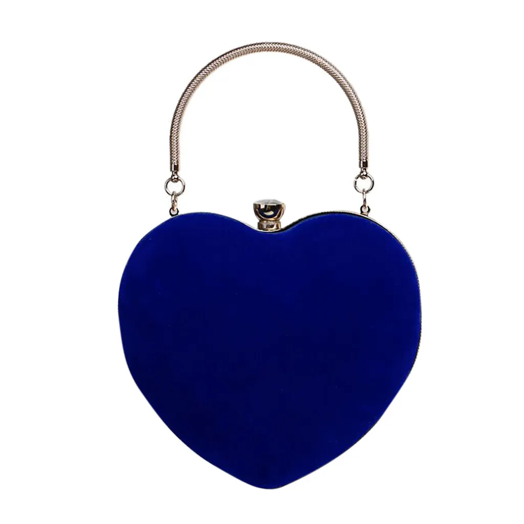 Женская вечерняя сумочка в форме сердца, клатч, Женская Замшевая сумка-мессенджер, вечерние клатчи, свадебная сумочка, банкетная сумка на плечо, bolsa feminina - Цвет: Синий