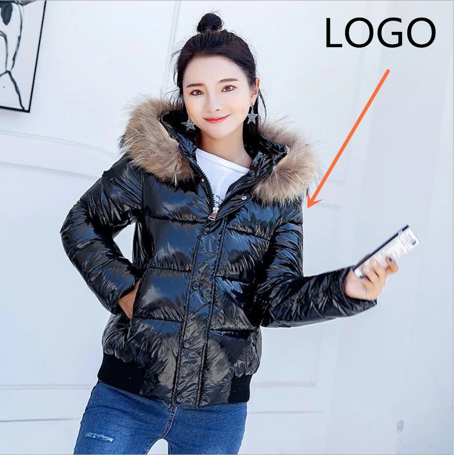 

2019 new winter jacket female Down jacket jacket thickening bright fur collar short coat winter coat French brand