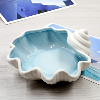 

Jewelry box home decor blue shell storage box the Mediterranean art decor home desktop ash tray storage bowl