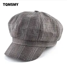 TQMSMY Newsboy Cap For Women Winter Beret Vintage British Plaid Beret Painter Hats Female Octagonal Cap Men Berets Caps TMB14