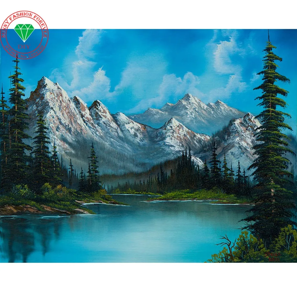 картина озеро в горах