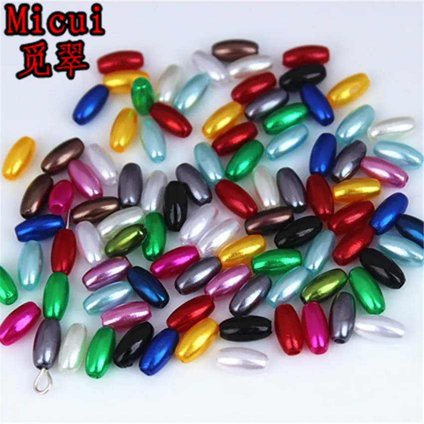 Micui 200pcs/lot 4*8mm Oval Shape Imitation Pearls Beads Crafts Decoration for DIY Bracelets Necklaces clothing Making MC539