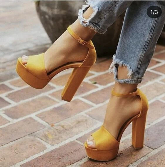 Producto visa botella Sandalias de tacón cuadrado para mujer, zapatos de tacón grueso recortados  con correa en el tobillo, para vestido de boda, con plataforma alta, para  Banquete de verano, superventas _ - AliExpress Mobile