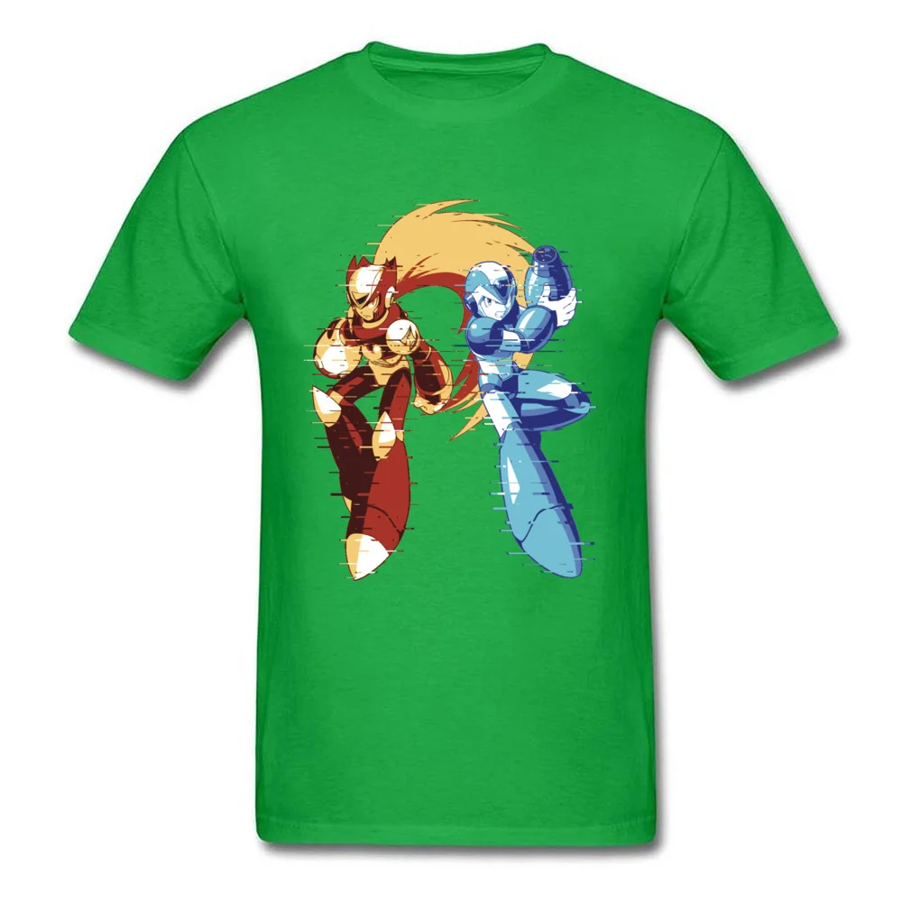 Custom Top T-shirts Short Sleeve Printed On 2018 Fashion Mens Thanksgiving Day Tees Printed On Tee Shirts Crew Neck Pure Cotton Mega Man And Zero 01 [Glitch Remix Ver] 11185 green