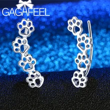 GAGAFEEL 925 стерлингового серебра лапа дизайн милые серьги-гвоздики кошка и отпечатки собачьих лап серьги гвоздики для женщин украшения из стерлингового серебра