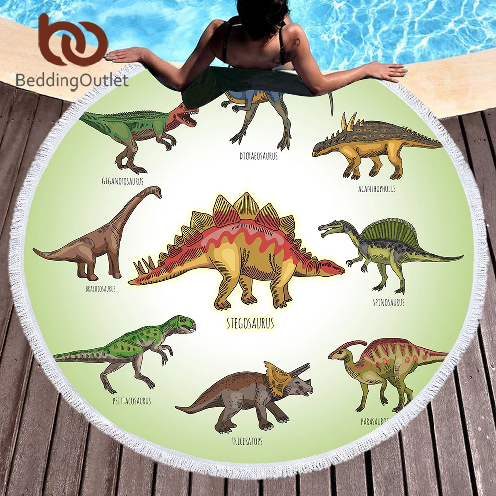 Comprar BeddingOutlet dinosaurio ronda Toalla de playa para niños de microfibra gran verano Toalla de dibujos animados 150 cm Jurásico impreso alfombra de Picnic