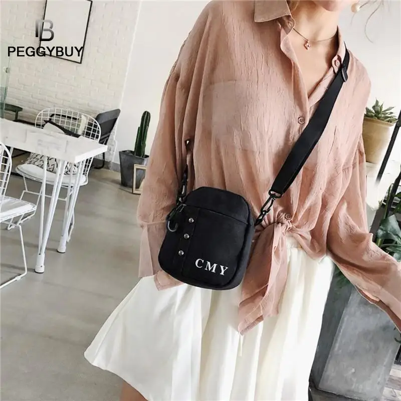 

Letter Rivet Decor Shoulder Handbags Women Men Canvas Small Crossbody Bags Small Phone Bags with Card Holder Wide Straps Flap