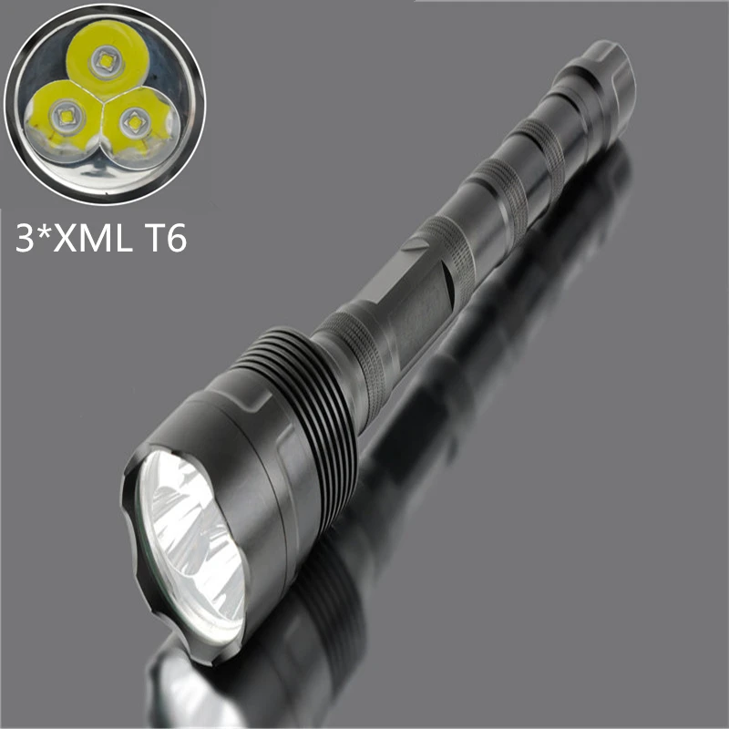

6000Lm Powerful LED Torch XML 3x XM-L XML T6 LED Tactical Flashlight Lantern 5 Modes Hunting Flash Light Use 18650 battery