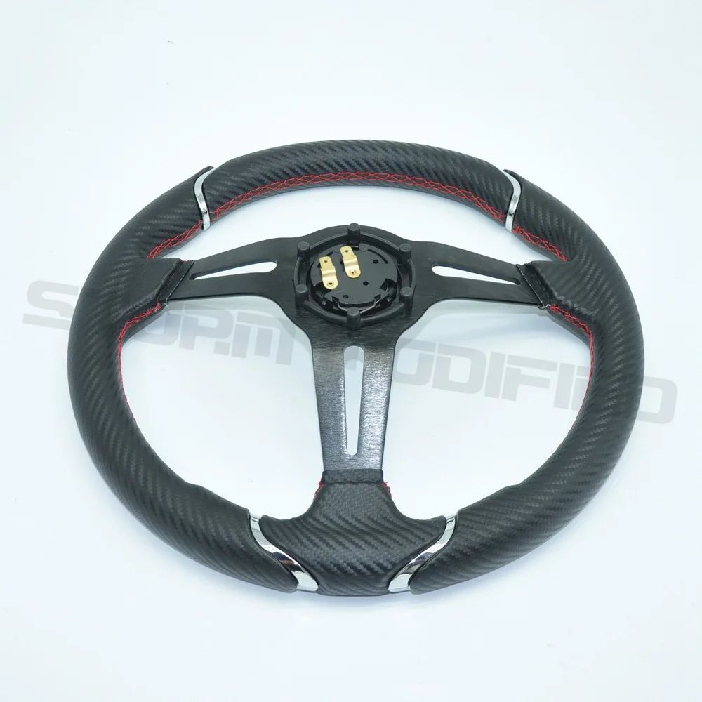 Стиль Nard углеродное волокно Красная строчка Рулевое колесо для гоночного автомобиля 350 мм модное индивидуальное рулевое колесо