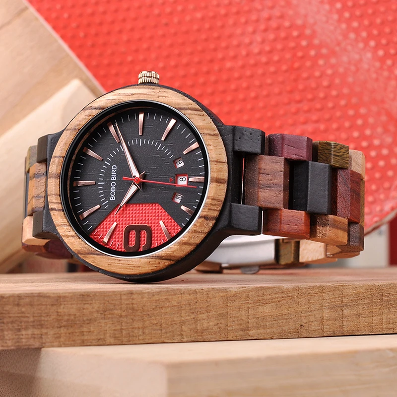 BOBO BIRD Men Fashion Wood Watch With Bracelet Auto Date Show Best Gift Male Quartz Wristwatch relogio masculino In Box V-Q13