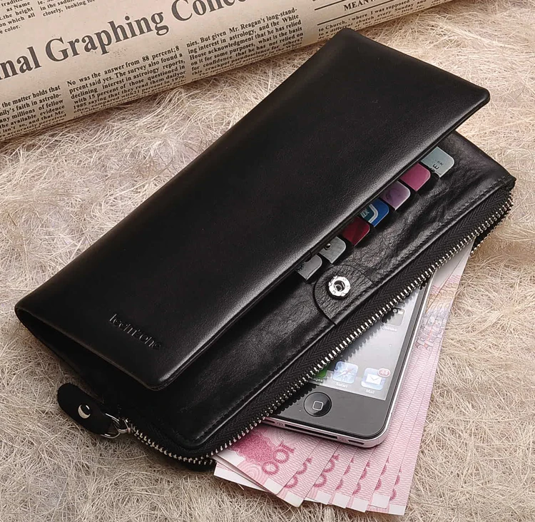 

teemzone 100% Soft Leather Women's Unisex Genuine Leather Bifold Wallet Zipper Coin Purse Card Cash Holder Phone Wallets Q312