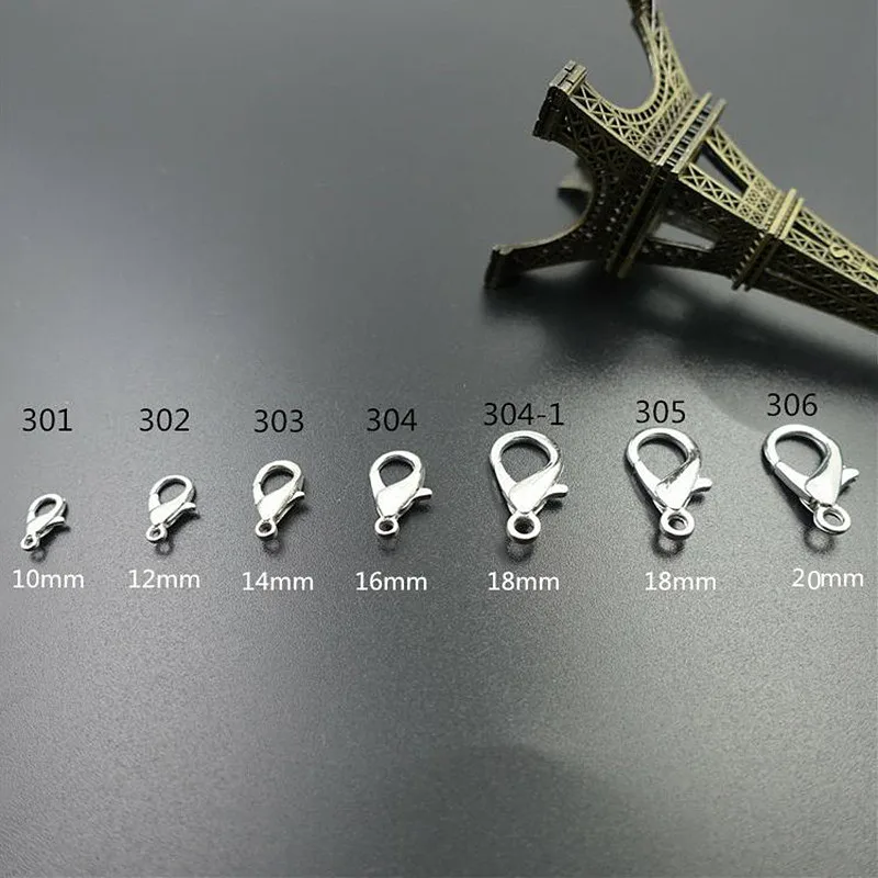 

20pcs 6 Sizes Metal Lobster Clasp Bracelet Necklace jewelry Accessories Clasps Snap Hooks Key findings Chain Lanyard DIY Craft