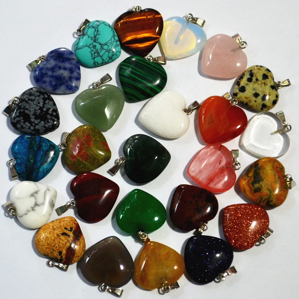 Prix pour En gros 2017 Assorties de mode mixte couleur naturel pierre charmes pendentifs coeur pour la fabrication de bijoux Bonne Qualité 20mm 50 pcs/lot Prix pour En gros 2017 Assorties de mode mixte couleur naturel pierre charmes pendentifs coeur pour la fabrication de bijoux Bonne Qualité 20mm 50 pcs/lot