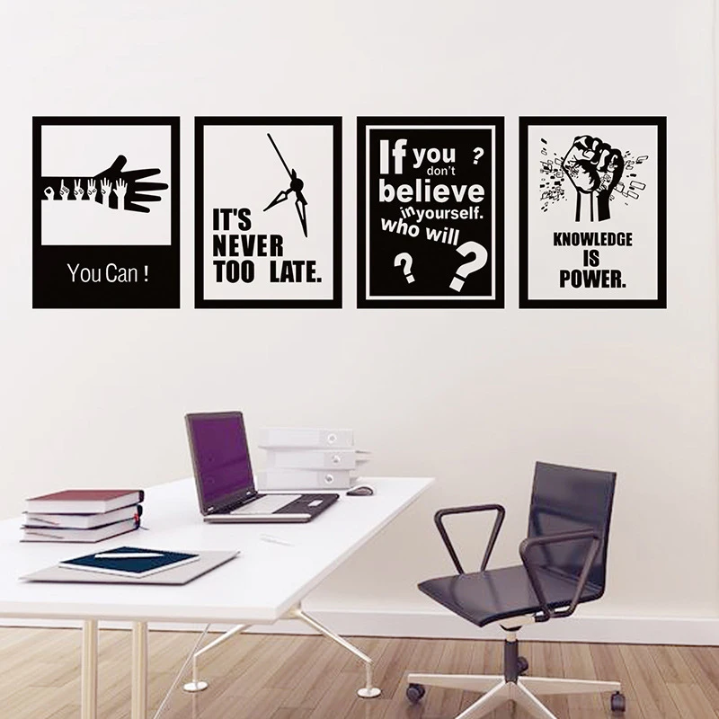 4 Pzset Motivazionale Parole Wall Sticker Carta Da Parati