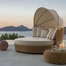 Романтическая уличная мебель шезлонги плетеная кушетка